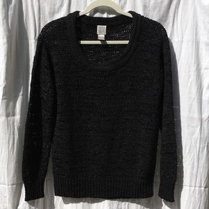 City DKNY Inky Black Ribbon Scoop Neck Sweater M